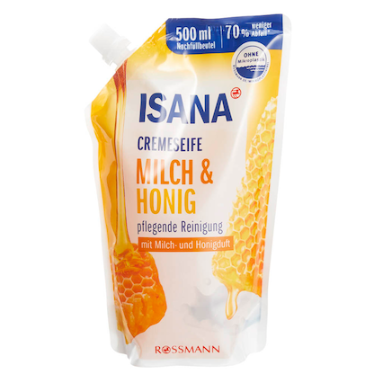 Artikelbild für ISANA Milch & Honig Flüssigseife Nachfüllpackung 500 ml, Artikelnummer 386567