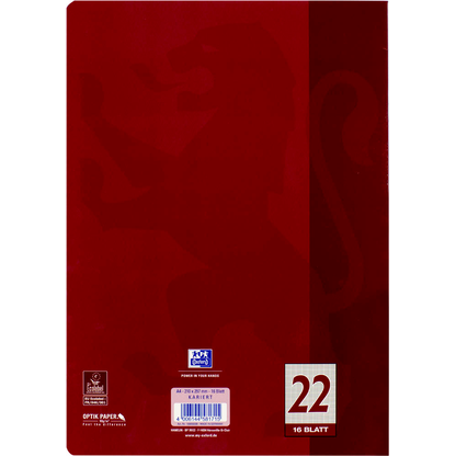 Artikelbild 4 für OXFORD Schulheft Lineatur 22 kariert DIN A4 ohne Rand, 16 Blatt, 1 St., Artikelnummer 625319