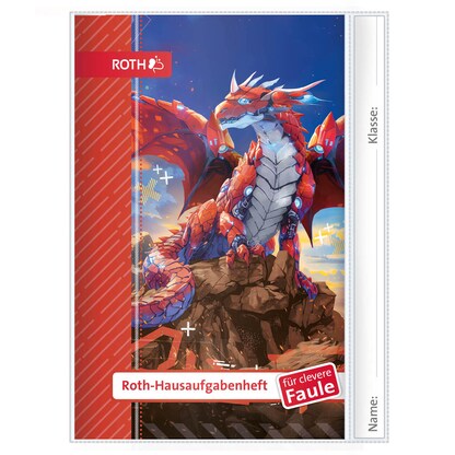 Artikelbild 2 für ROTH Hausaufgabenheft Robo Drache für clevere Faule liniert DIN A5 ohne Rand, 104 Blatt, 1 St., Artikelnummer 580609