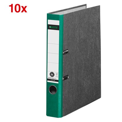 Artikelbild für AKTION: LEITZ 1050 Ordner grün marmoriert Karton 5,2 cm DIN A4, 10 St., Artikelnummer 653909