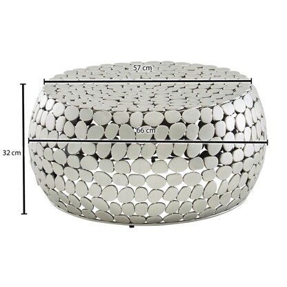 Artikelbild 2 für WOHNLING Couchtisch rund Aluminium silber 66,0 x 66,0 x 32,0 cm, 1 St., Artikelnummer 166617