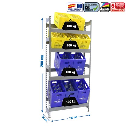 Artikelbild 2 für Simonrack Getränkekistenregal SIMONBOTTLE 8425437087851 grau 100,0 x 30,0 x 200,0 cm, Artikelnummer 353518