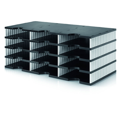 Artikelbild 2 für styro Sortierstation styrodoc trio black & white schwarz/weiß mit 12 Fächern, Artikelnummer 403687