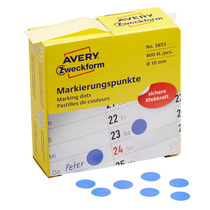 Artikelbild für AVERY Zweckform Klebepunkte 3853 blau Ø 10,0 mm, 800 St., Artikelnummer 416178