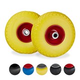 Artikelbild 1 für relaxdays Sackkarrenräder luftbereift gelb, rot Stahl Felgen, Achse 2,0 cm, Artikelnummer 452344