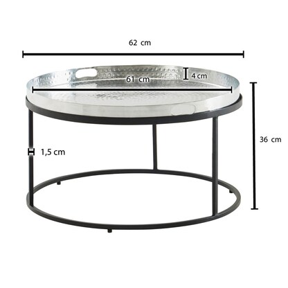 Artikelbild 2 für WOHNLING Couchtisch rund Aluminium silber 62,0 x 62,0 x 36,0 cm, 1 St., Artikelnummer 166609