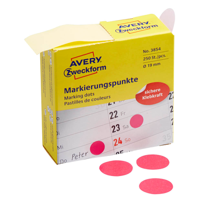 Artikelbild für AVERY Zweckform Klebepunkte 3854 magenta Ø 19,0 mm, 250 St., Artikelnummer 416185