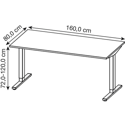 Artikelbild 2 für GERMANIA Agenda Office Schreibtisch lichtgrau rechteckig, T-Fuß-Gestell silber 160,0 x 80,0 cm, Artikelnummer 121883
