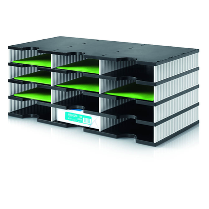 Artikelbild für styro Sortierstation styrodoc trio black & white schwarz/weiß mit 12 Fächern, Artikelnummer 403687