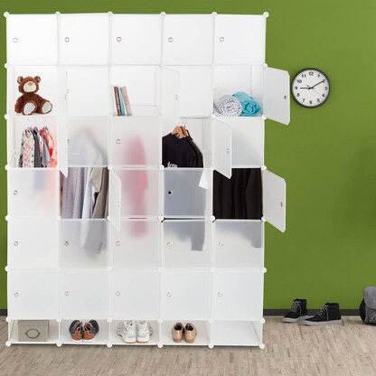 Artikelbild 5 für relaxdays Kleiderschrank, 10024527_49 weiß, transparent 180,0 x 46,5 x 234,0 cm, 1 St., Artikelnummer 522462