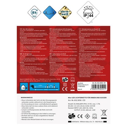 Artikelbild 11 für Idena 80er weiße LED Lichterkette grün 16,0 m, 1 St., Artikelnummer 105209