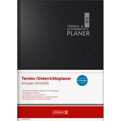 Artikelbild 2 für BRUNNEN Unterrichtsplaner Termin- und Unterrichtsplaner August 2025 bis Juli 2026 schwarz, 1 St., Artikelnummer 556627