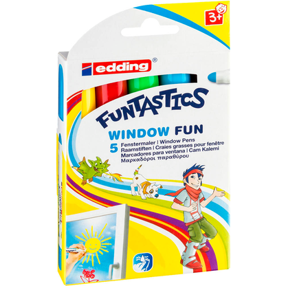 Artikelbild für edding FUNTASTICS WINDOW FUN Kreidemarker farbsortiert 2,0 - 6,0 mm, 5 St., Artikelnummer 822820