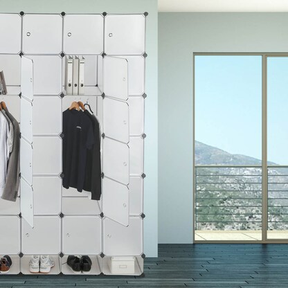 Artikelbild 6 für relaxdays Kleiderschrank, 10024527_49 weiß, transparent 180,0 x 46,5 x 234,0 cm, 1 St., Artikelnummer 522462