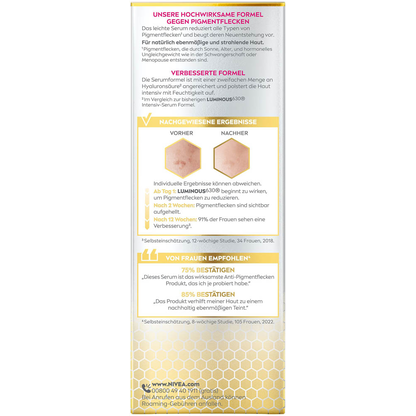 Artikelbild 7 für NIVEA LUMINOUS630® ANTI-PIGMENTFLECKEN INTENSIV Gesichtsserum 30,0 ml, Artikelnummer 579597