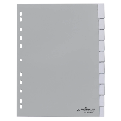 Artikelbild 3 für DURABLE Ordnerregister DIN A4 Vollformat 1-10 grau 10-teilig mit Wechseltaben, 1 Satz, Artikelnummer 147231