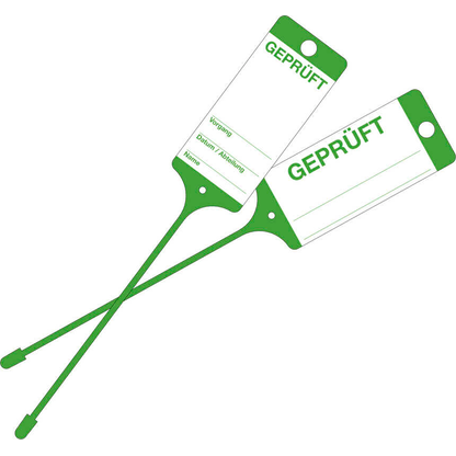 Artikelbild für EICHNER Hängeetiketten Geprüft grün 21,5 x 5,8 cm gelocht, 200 St., Artikelnummer 701849