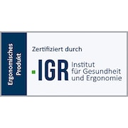 Zertifikat: Ergonomisches Produkt, zertifiziert durch IGR – Institut für Gesundheit und Ergonomie.