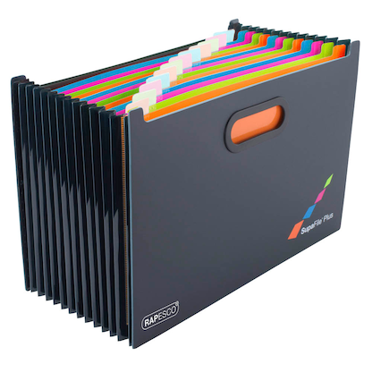 Artikelbild für RAPESCO® Fächermappe Supafile Plus 13 Fächer schwarz, 1 St., Artikelnummer 965537