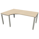 Artikelbild 1 für fm Sidney höhenverstellbarer Schreibtisch akazie C-Form, Bügel-Gestell silber 180,0 x 80,0/120,0 cm, Artikelnummer 509891