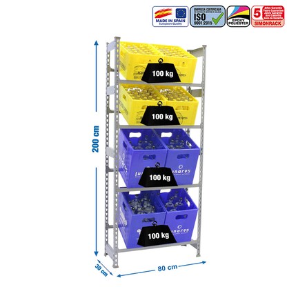 Artikelbild 2 für Simonrack Getränkekistenregal SIMONBOTTLE 8425437087844 grau 80,0 x 30,0 x 200,0 cm, Artikelnummer 353407