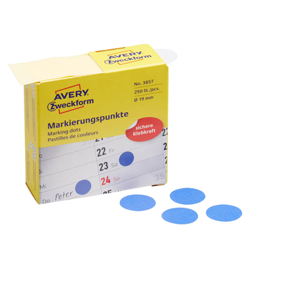 Artikelbild für AVERY Zweckform Klebepunkte 3857 blau Ø 19,0 mm, 250 St., Artikelnummer 416317
