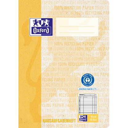 Artikelbild 2 für OXFORD Hausaufgabenheft Recycling Lineatur SL liniert DIN A5 ohne Rand, 48 Blatt, 1 St., Artikelnummer 704207