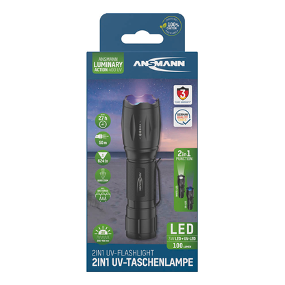 Artikelbild 14 für ANSMANN Action 400 UV LED Taschenlampe schwarz 5,0 cm, 4.200 Lux, 90 Lumen, 3 W, 1 St., Artikelnummer 629457