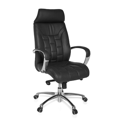 Artikelbild für AMSTYLE Chefsessel, SPM1.158 Leder schwarz, Gestell silber, Artikelnummer 564075