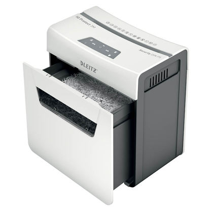 Artikelbild 11 für LEITZ IQ 3M Protect Premium Aktenvernichter mit Partikelschnitt P-5, 2 x 15 mm, bis 3 Blatt, weiß, Artikelnummer 436432