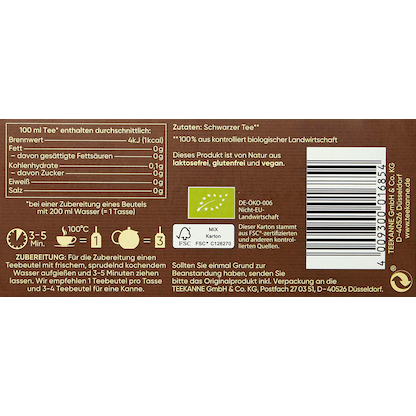 Artikelbild 9 für TEEKANNE Bio Schwarzer Tee Darjeeling Bio-Tee 20 Portionen, Artikelnummer 778512