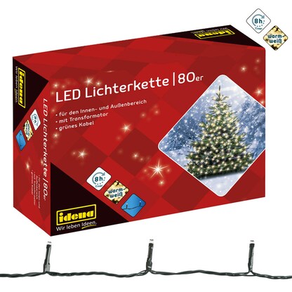 Artikelbild für Idena 80er weiße LED Lichterkette grün 16,0 m, 1 St., Artikelnummer 105209