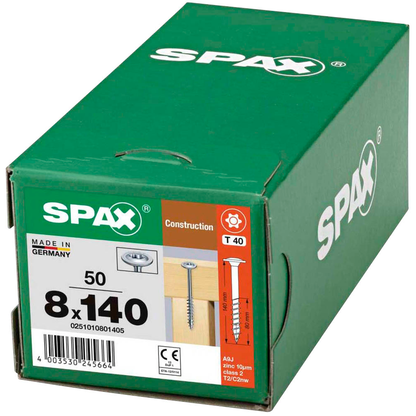 Artikelbild 8 für SPAX® Holzbauschrauben T40 Tellerkopf WIROX 0251010801405 8 mm x 140 mm, 50 St., Artikelnummer 396552
