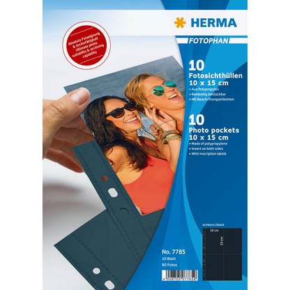 Artikelbild für HERMA Fotosichthüllen Fotophan 10x15 cm schwarz genarbt, 10 St., Artikelnummer 702769