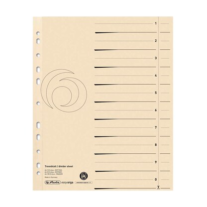 Artikelbild für herlitz Trennblätter DIN A4 1-0 chamois, 180 g, 50 St., Artikelnummer 801789