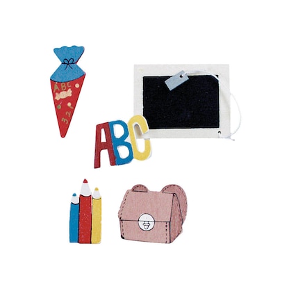 Artikelbild für Rayher Holz-Streudeko rot/blau/gelb Schulanfang, 15 St., Artikelnummer 924746