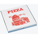 Artikelbild 1 für STARPAK Pizzakartons weiß, rot 28,0 x 28,0 cm, 100 St., Artikelnummer 467623