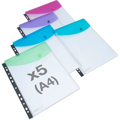 Artikelbild 2 für RAPESCO® Dokumententaschen DIN A4 farbsortiert glatt, 5 St., Artikelnummer 700672