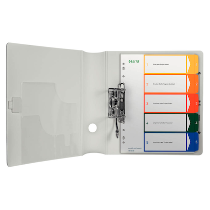 Artikelbild 2 für LEITZ Ordnerregister 1291 DIN A4 Vollformat, Überbreite 1-5 farbig 5-teilig, 1 Satz, Artikelnummer 614446