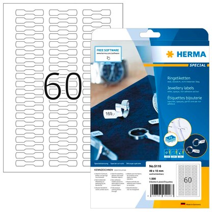 Artikelbild für HERMA Schmucketiketten 5116 weiß 49,0 x 10,0 mm, 25 Blatt, Artikelnummer 179838