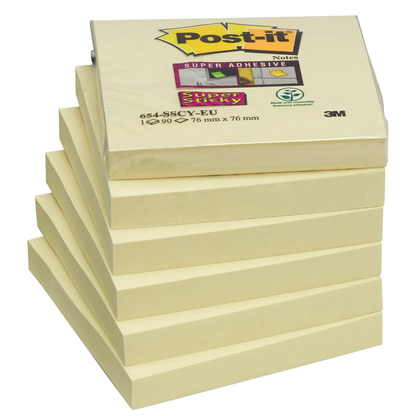 Artikelbild 2 für Post-it® Super Sticky Notes Haftnotizen extrastark 65412SY gelb, 12 Blöcke, Artikelnummer 442293
