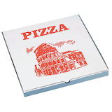 Artikelbild 1 für STARPAK Pizzakartons weiß, rot 26,0 x 26,0 cm, 100 St., Artikelnummer 467706