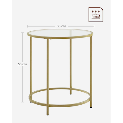Artikelbild 4 für VASAGLE Beistelltisch rund Glas gold 50,0 x 50,0 x 55,0 cm, 1 St., Artikelnummer 262719