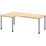 Artikelbild 1 für HAMMERBACHER HS82 höhenverstellbarer Schreibtisch ahorn L-Form, 5-Fuß-Gestell silber 200,0 x 80,0/120,0 cm, Artikelnummer 355602