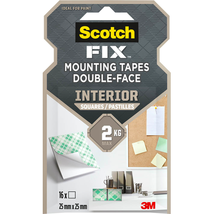 Artikelbild für Scotch FIX™ INTERIOR doppelseitige Klebepads für max. 2,0 kg, 25,0 x 25,0 mm, 16 St., Artikelnummer 571154