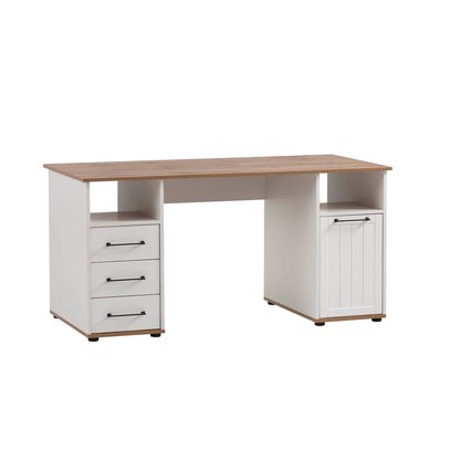 Artikelbild für MÖBELPARTNER Jelda Schreibtisch eiche-landhaus rechteckig, Wangen-Gestell weiß 150,0 x 70,0 cm, Artikelnummer 254898