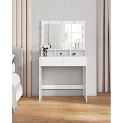 Artikelbild 4 für VASAGLE Schminktisch rechteckig Melamin, Spanplatte weiß 80,0 x 40,0 x 140,0 cm, 1 St., Artikelnummer 438558
