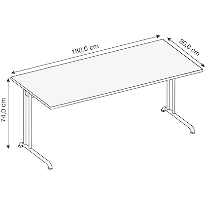 Artikelbild 2 für HAMMERBACHER Altus Schreibtisch eiche rechteckig, C-Fuß-Gestell silber 180,0 x 80,0 cm, Artikelnummer 628677