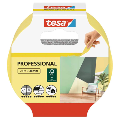 Artikelbild 2 für tesa PROFESSIONAL Malerband gelb 38,0 mm x 25,0 m 1 Rolle, Artikelnummer 723897