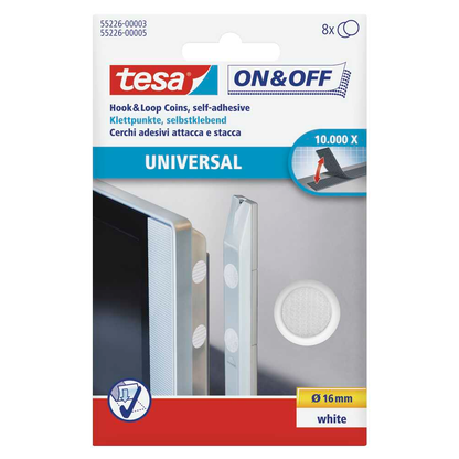 Artikelbild für tesa Klettpunkte ON & OFF® UNIVERSAL weiß, 8 St., Artikelnummer 724136